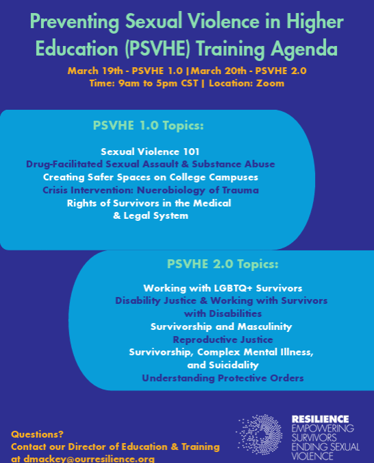 Spring 2026 Preventing Sexual Violence in Higher Education Training (PSVHE 2.0)